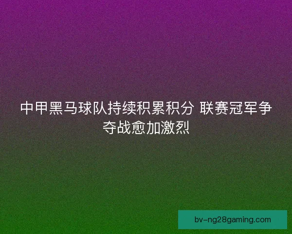 中甲黑马球队持续积累积分 联赛冠军争夺战愈加激烈